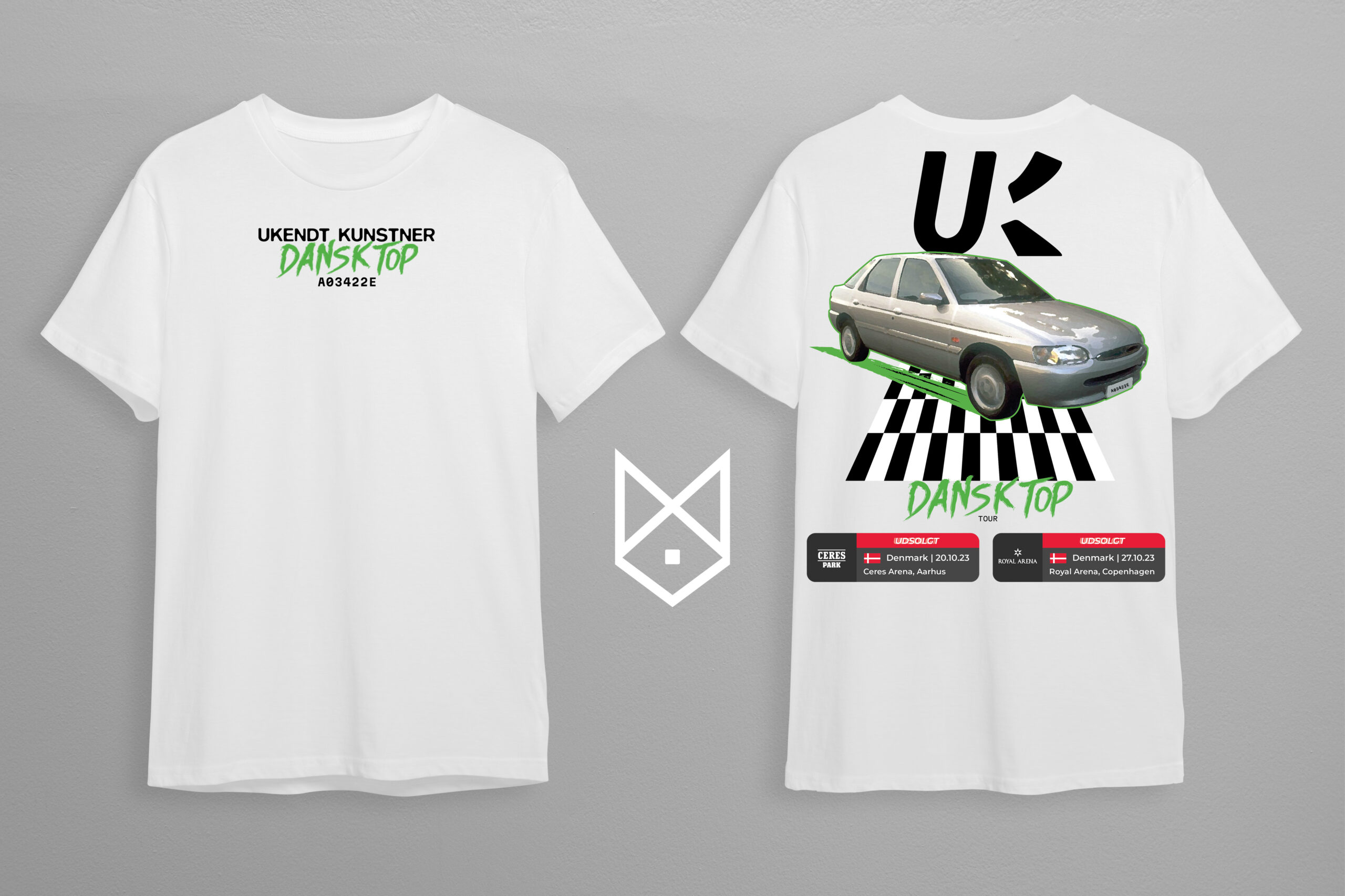 White t-shirts with copy space on gray background